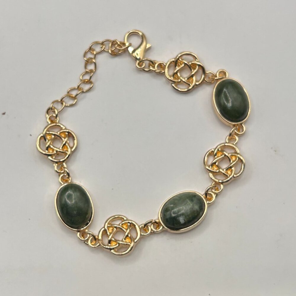 NEW Connemara Marble 30.00 ctw Bracelet in Goldtone (7-9.0In)